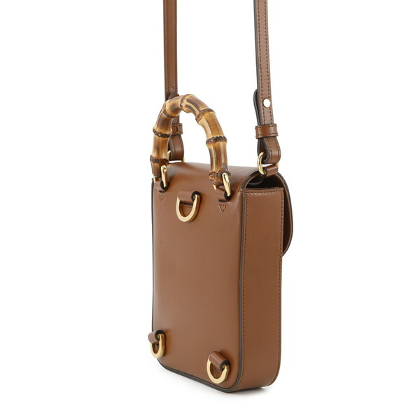 GUCCI Brown Leather Bamboo Shoulder Bag - Picture 2 of 16